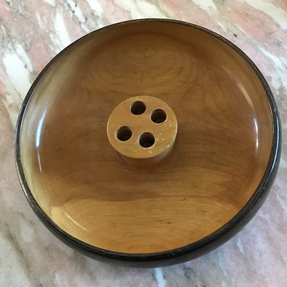 Antique Farberware handcrafted wood nut bowl